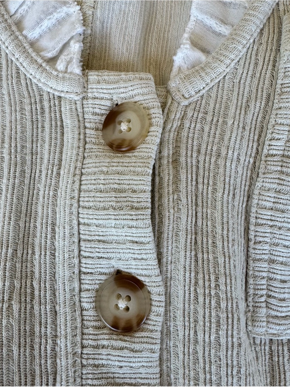 Pilcro Cream Button-Front Ribbed Tank Top - Picture 5 of 10